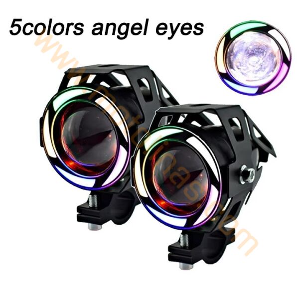 Motosiklet Sis Farı Seti 2 Li U7 5 Renk Modlu, Mercekli, Sis Lambası Seti