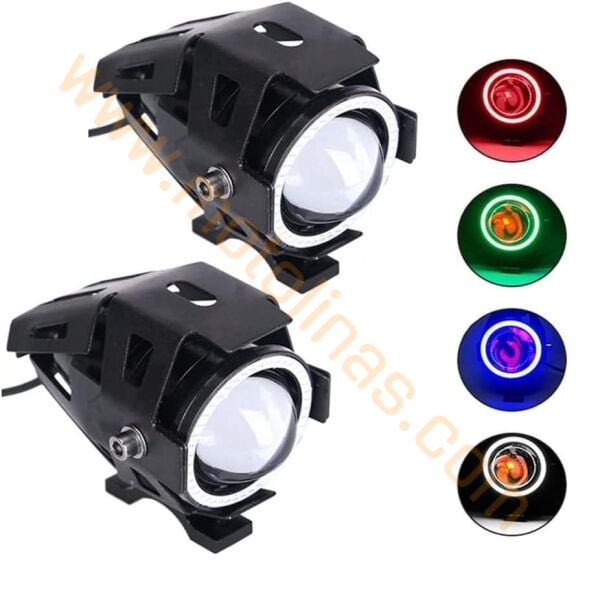 Motosiklet Sis Farı Seti 2 Li U7 7 Renk Modlu, Mercekli, Sis Lambası Seti