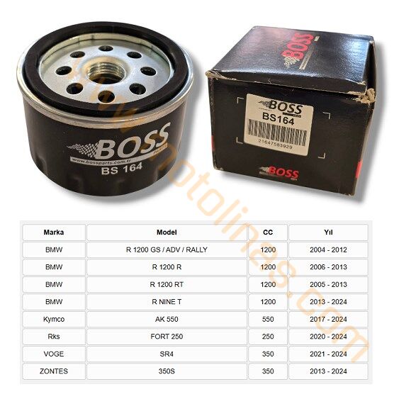 BMW R1200GS (2004-2012) UYUMLU YAĞ FİLTRESİ BS164 BOSS METAL