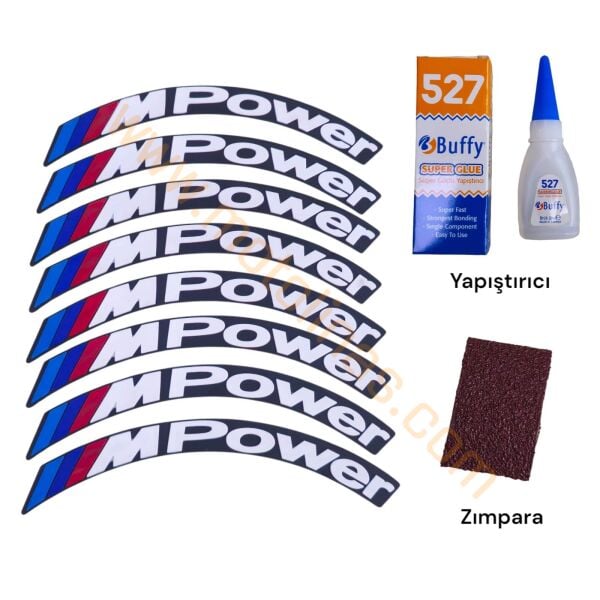 LASTİK YANAK YAZISI M POWER BEYAZ 3D + YAPIŞKAN - LNSMOTO