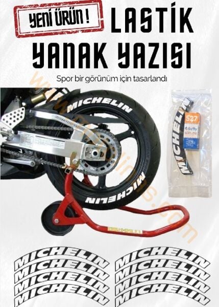 LASTİK YANAK YAZISI MICHELIN BEYAZ 3D + YAPIŞKAN - LNSMOTO