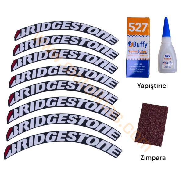 LASTİK YANAK YAZISI BRIDGESTONE BEYAZ 3D + YAPIŞKAN - LNSMOTO