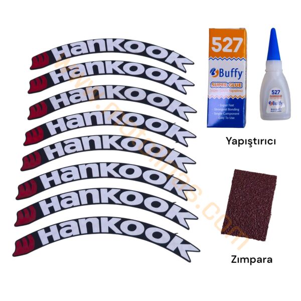LASTİK YANAK YAZISI HANKOOK BEYAZ 3D + YAPIŞKAN - LNSMOTO