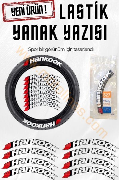 LASTİK YANAK YAZISI HANKOOK BEYAZ 3D + YAPIŞKAN - LNSMOTO