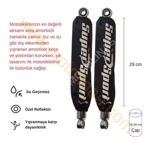 ARKA AMORTİSÖR ÇORABI KILIFI 2 ADET 29cm [REFLEKTÖRSÜZ/SPORT] - UNİVERSAL