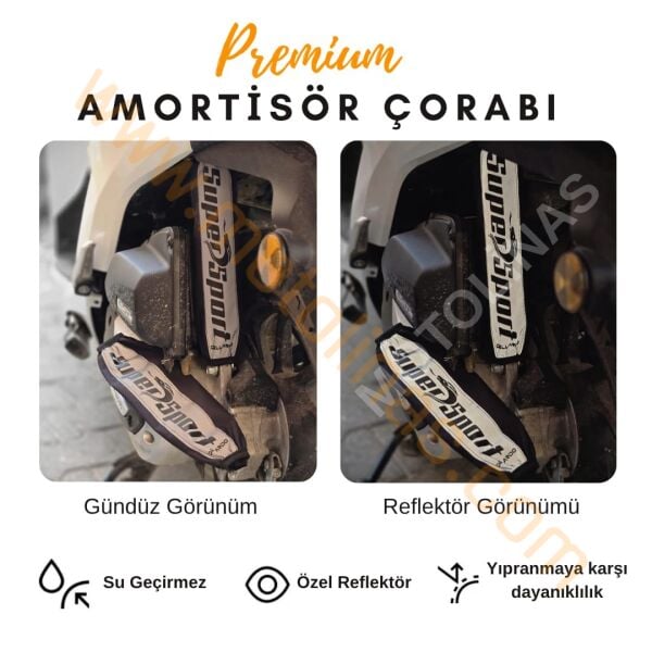 ARKA AMORTİSÖR ÇORABI KILIFI 2 ADET 31,5cm [REFLEKTÖRLÜ/SPORT YAZI] - UNİVERSAL