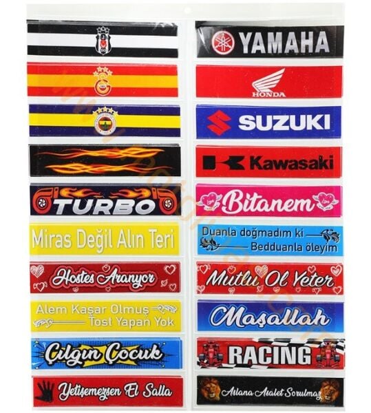 BİSİKLET MOTOSİKLET STİCKER SETİ [100 ADET] ETİKET SETİ