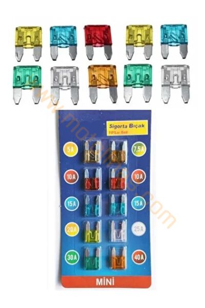 Mini Bıçak Sigorta Seti Karışık Amper 10’lu | Oto Motosiklet Sigortası
