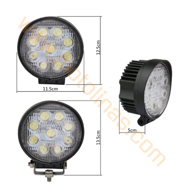 Off Road Sis Farı Lambası 9 Ledli YUVARLAK 1 ADET Paket Su Geçrmez LED