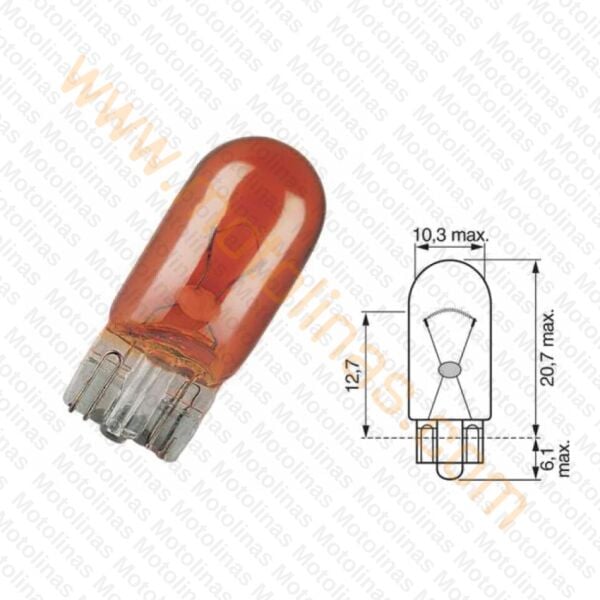 Turuncu T10 Dipsiz Park ve Gösterge Ampulü 12V 5W – 10’lu