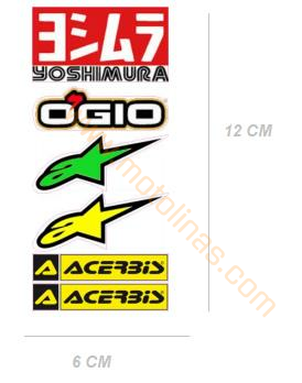 Sticker Seti Yoshimuro, Acerbis, Su Geçirmez  12x6 cm set Boyutu