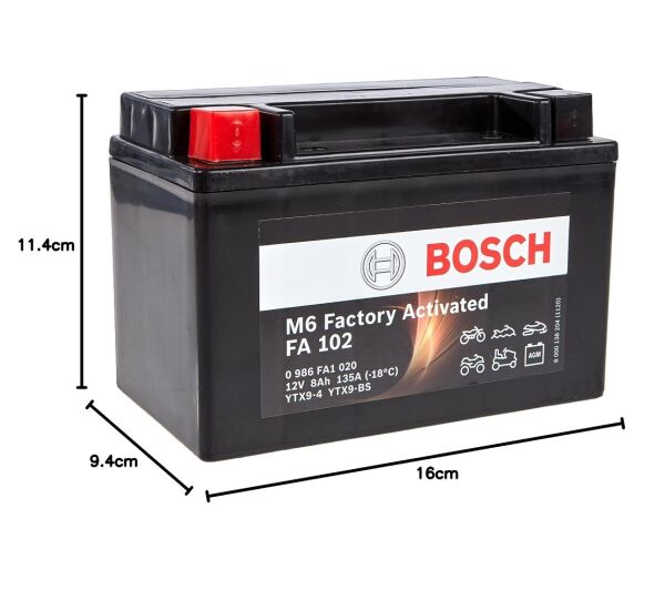 Bosch FA102 YTX9-BS TX9-BS 12V 8Ah Bakımsız Motosiklet Aküsü