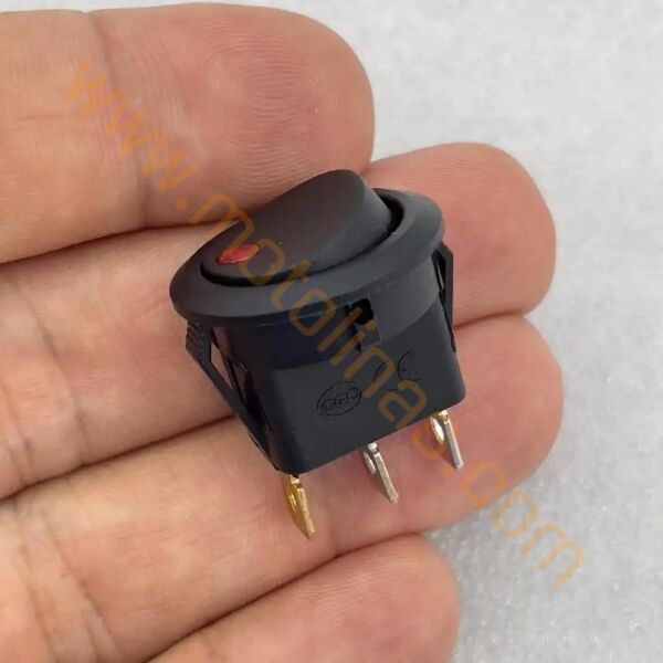 Kaporta Grenaj Üstü Düğme Işıklı [yuvarlak] Çıt Çıt [3 Pin] On Off Anahtarı - Universal