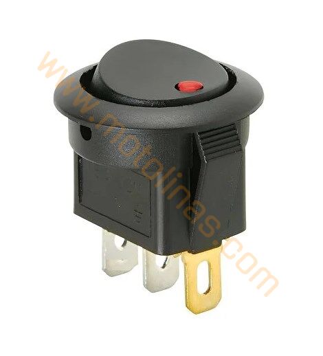 Kaporta Grenaj Üstü Düğme Işıklı [yuvarlak] Çıt Çıt [3 Pin] On Off Anahtarı - Universal