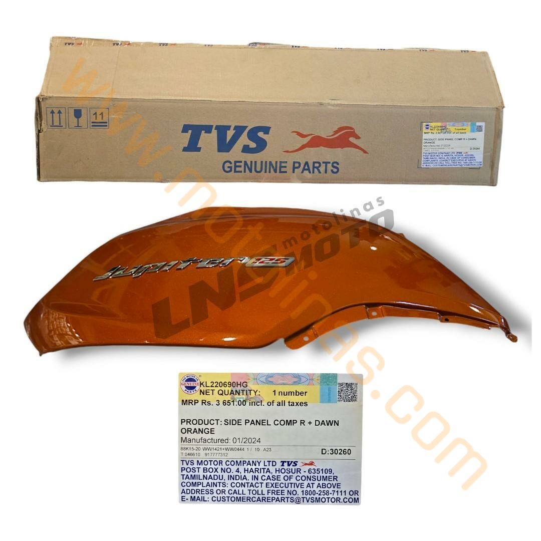 TVS JUPİTER125 SELE ALTI SAĞ YAN KAPAK ORJİNAL TURUNCU, JÜPİTER125 SELE YAN KAPAK , KL220690HG
