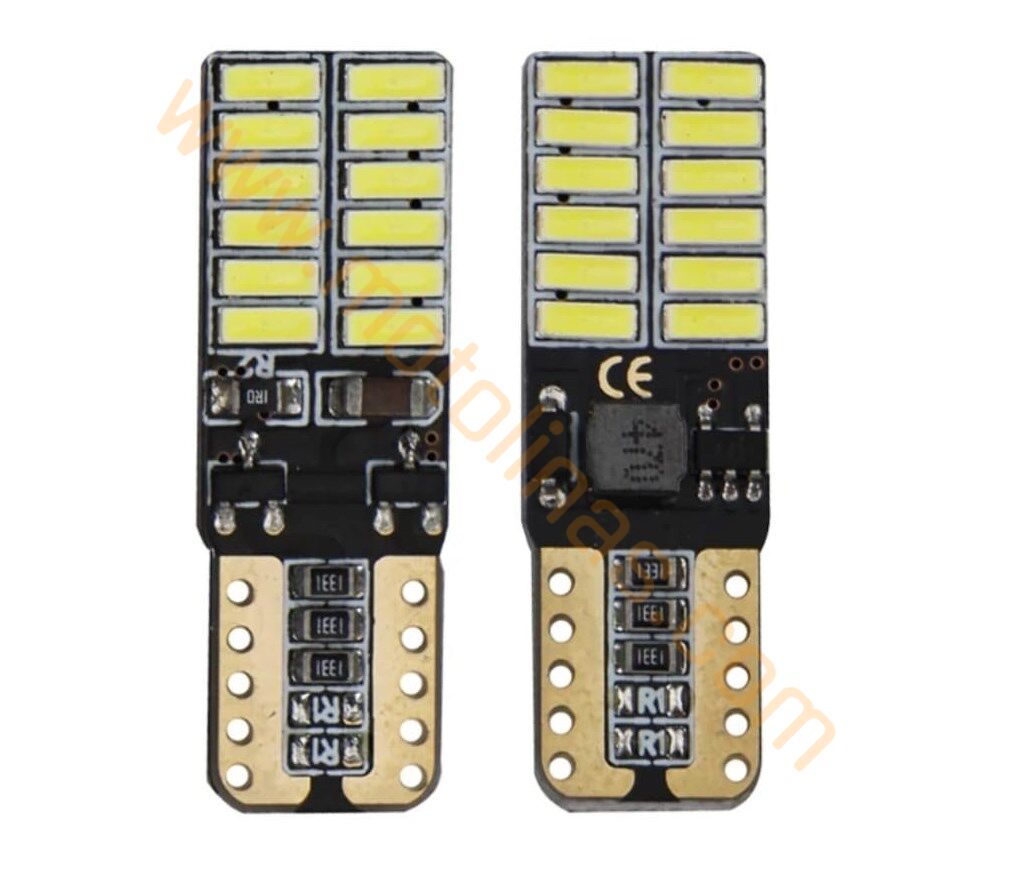 12V T10 Beyaz 24 LED Park Ampulü Dipsiz 2 Adet Set