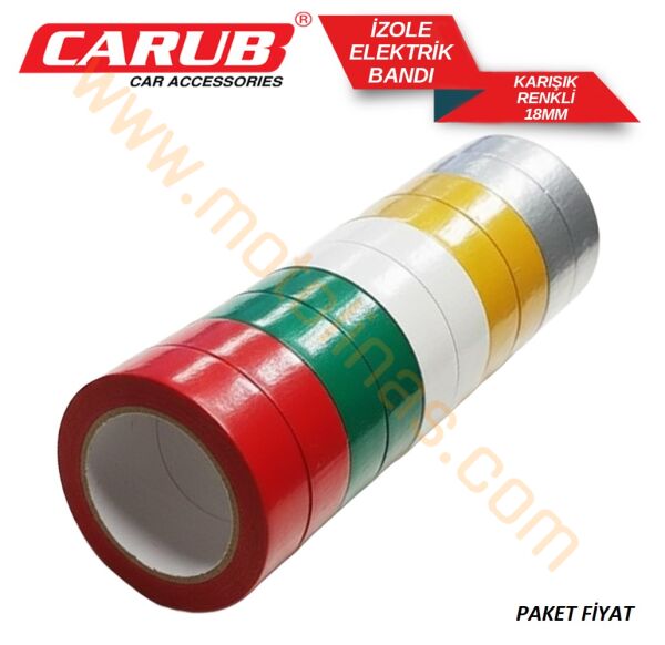 Carub İzolebant 18mm Karışık Renk 10 Adet Elektrik İzolasyon Bandı
