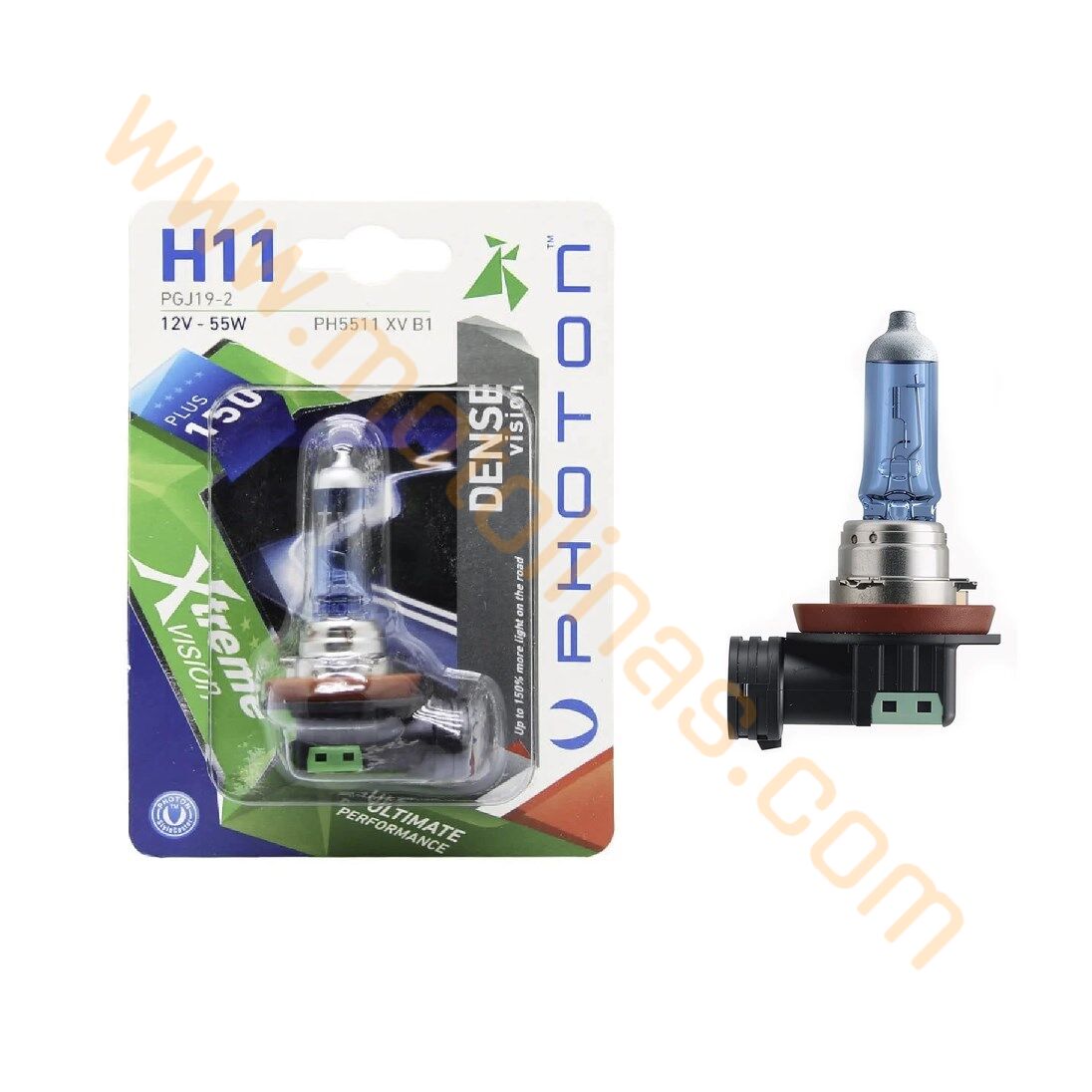 H11 12V 55W Far Ampulü %150 Fazla Işık Xtreme Vision Bajaj Uyumlu