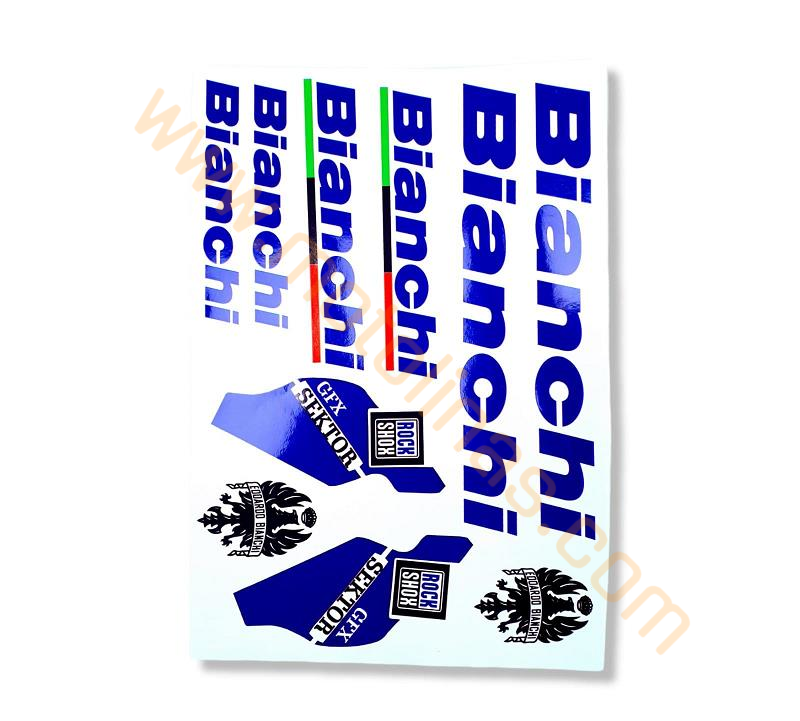 BİSİKLET KADRO STİCKER SETİ 14 PARÇA BİANCHE MAVİ