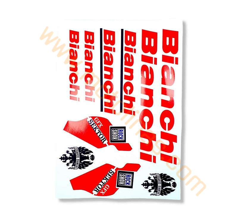 BİSİKLET KADRO STİCKER SETİ 14 PARÇA BİANCHE KIRMIZI