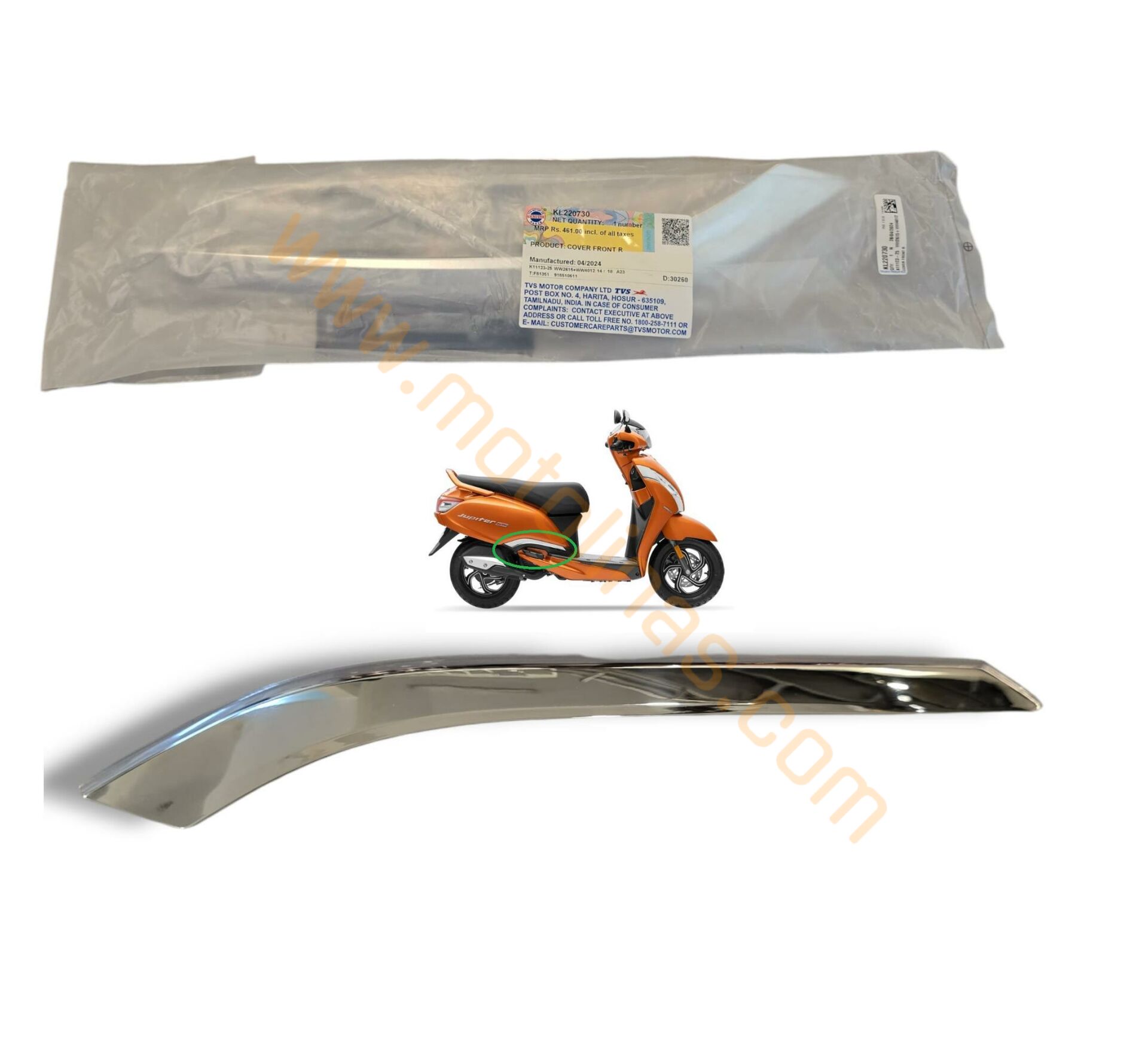 TVS Jüpiter 125 Sele Altı Yan Karenaj Sağ Alt Dekor Nikel KL220730