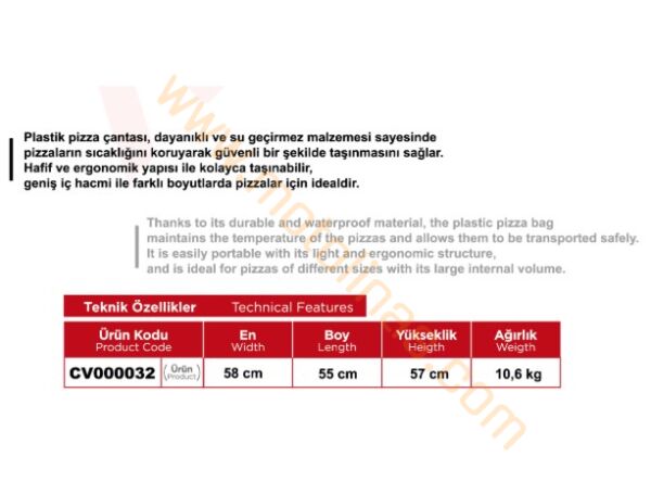 PİZZA SERVİS ÇANTASI 160 DEV BOY SİYAH ARWİC