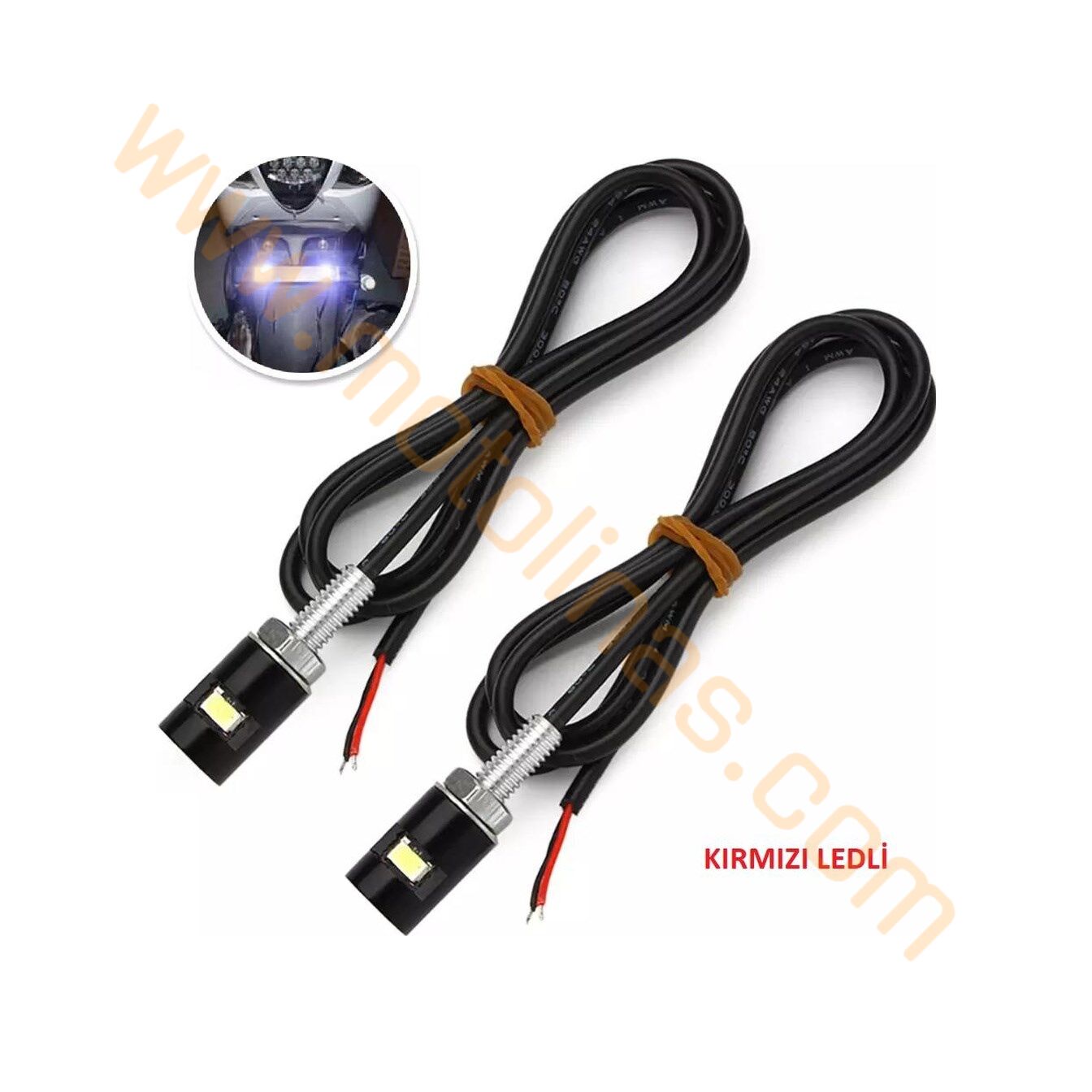 Motosiklet Plaka Lambası Takım Kırmızı Ledli 2 Li Set, Su Geçirmez