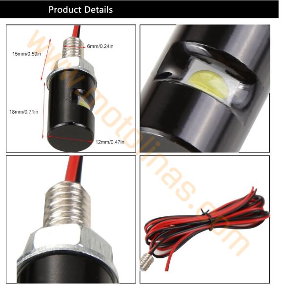 Motosiklet Plaka Lambası Takım Kırmızı Ledli 2 Li Set, Su Geçirmez