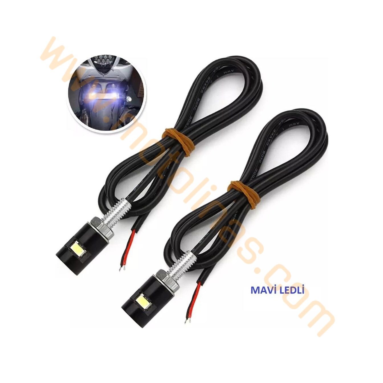 Motosiklet Plaka Lambası Takım Mavi Ledli 2 Li Set, Su Geçirmez