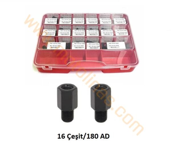 Ayna Uzatma Adaptör Seti 180 Parça 16 Çeşit LNS
