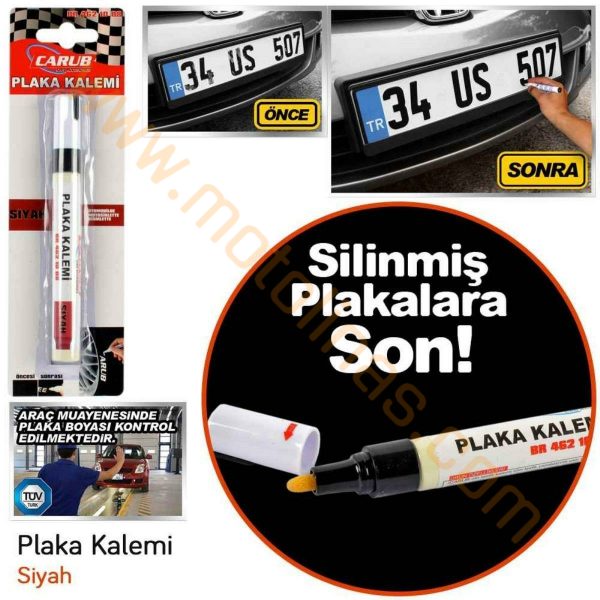PLAKA YAZI KALEMİ - SİYAH RENK ÜST KALİTE ÇIKMAZ SU GEÇİRMEZ RUTUŞ KALEMİ