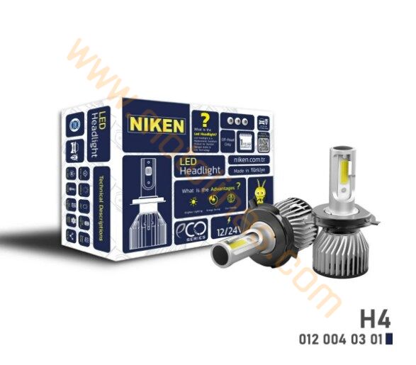 LED Xenon H4 Beyaz Niken Eko Seri Kısa Kasa Takım