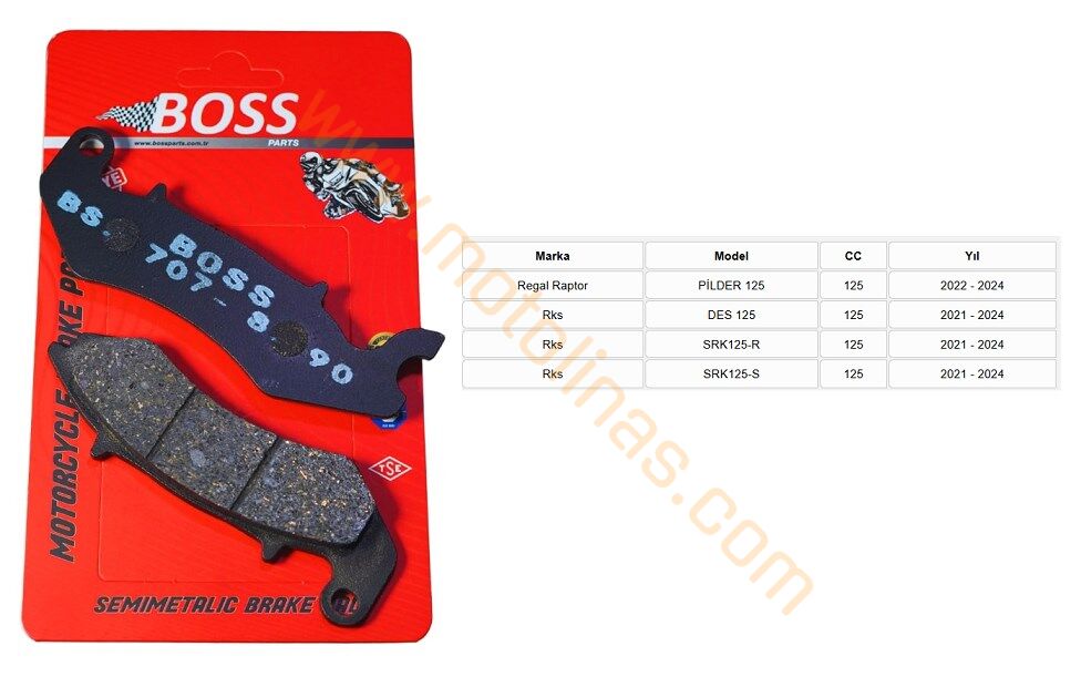 ÖN FREN DİSK BALATASI [BS707] ORGANİK - REGAL RAPTOR PİLDER125, RKS DES125, SRK125-R,SRK125-S
