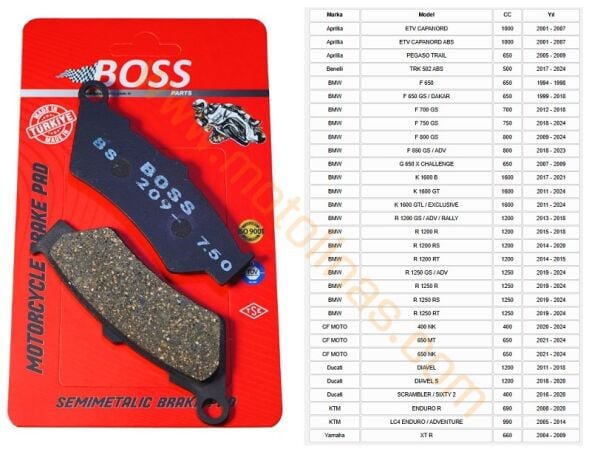 ÖN FREN DİSK BALATASI [BS209] ORGANİK - APRİLLİA, BMW, CF MOTO, DUCATİ,KTM, YAMAHA