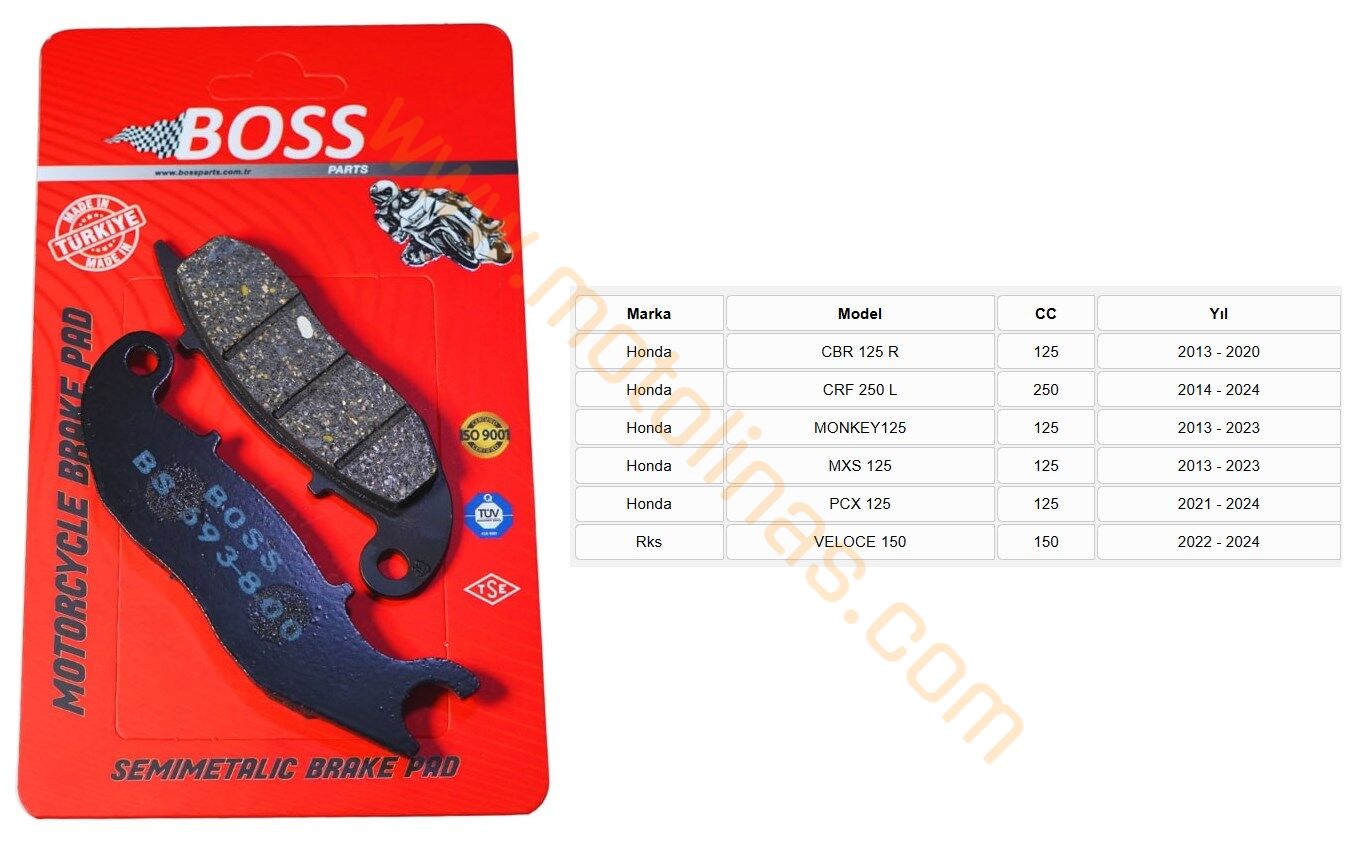 ÖN FREN DİSK BALATASI [BS693] ORGANİK - HONDA CBR125R,  MXS125, PCX125, RKS VELOCE150