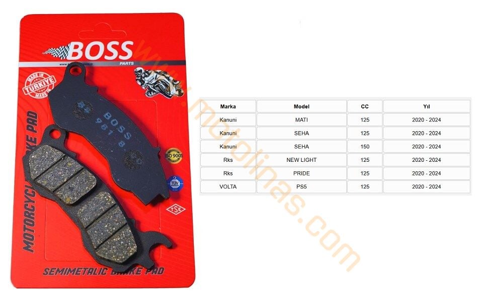 ÖN FREN DİSK BALATASI [BS981] ORGANİK - KANUNİ MATİ125, SEHA125,SEHA150, RKS NEWLİGHT,