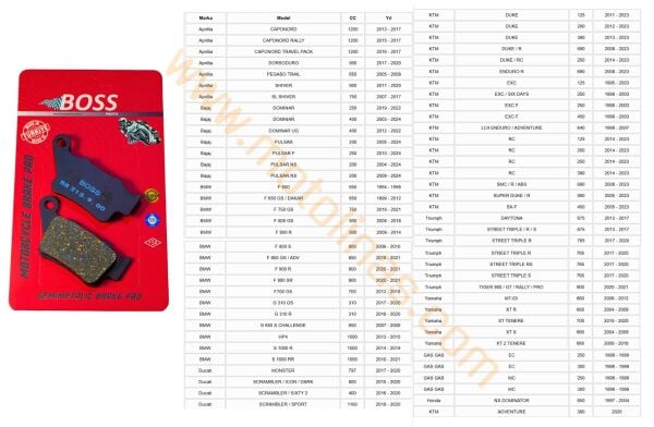 ÖN FREN DİSK BALATASI [BS213] ORGANİK - APRİLLİA, BAJAJ,BMW,DUCATİ, KTM, HONDA