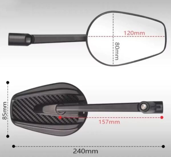 Ayna Takımı Metal [gerçek Karbon - Oval ] 8mm-10mm Aparatlı  - Universal
